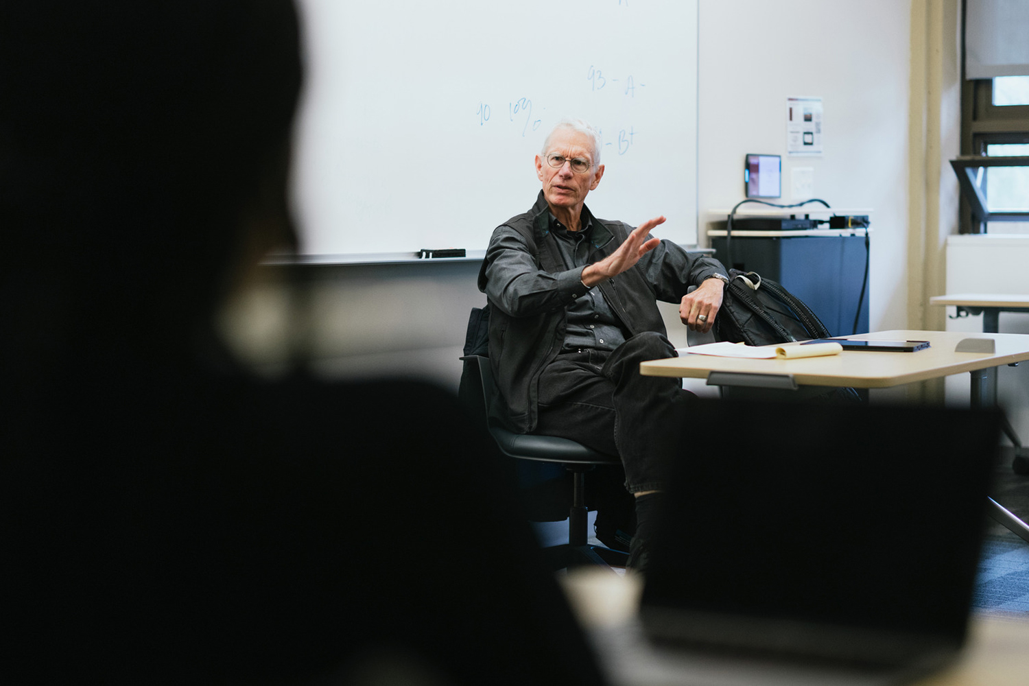 Photo of Josiah Ober giving a lecture to students.